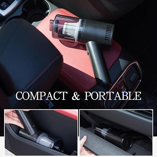 Miniatura 4 de Aspiradora de mano inalámbrica para automóvil con múltiples boquillas, 12000 Pa potente succión recargable aspiradora de mano, portátil húmedo y