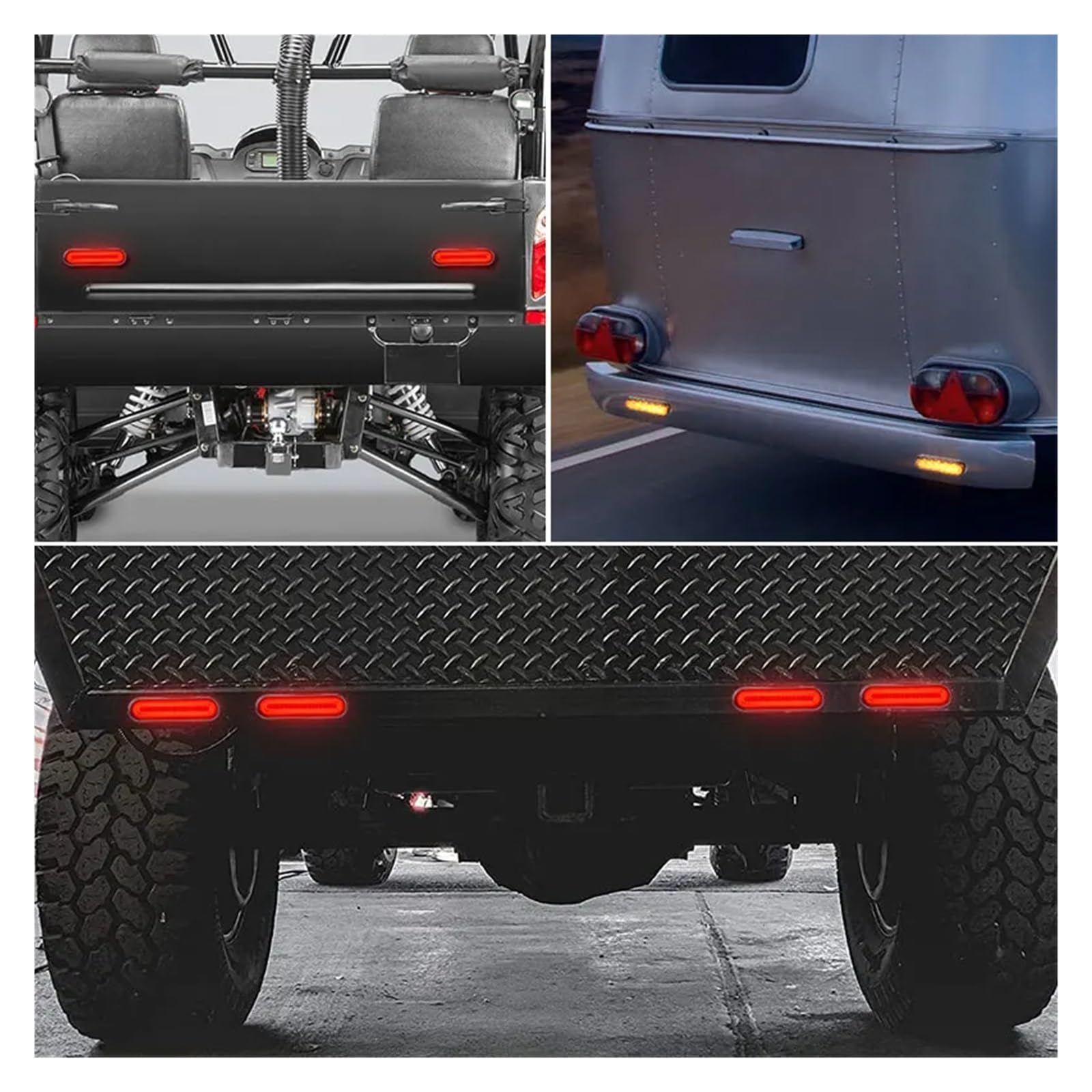 Feu Pour Arrière Pare-chocs 3 En 1 LED Frein Arrière Remorque Coulant Clignotant DRL ATV Arrêt Arrière Lampe D'avertissement(2pc 55 LED 124mm)