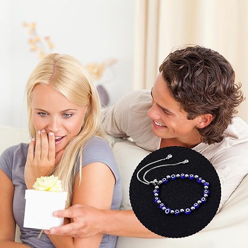 Miniatura 6 de Pulsera ajustable contra el mal de ojo para mujer, pulsera de la suerte azul con dije de mal de ojo, joyería de buena suerte para energía positiva