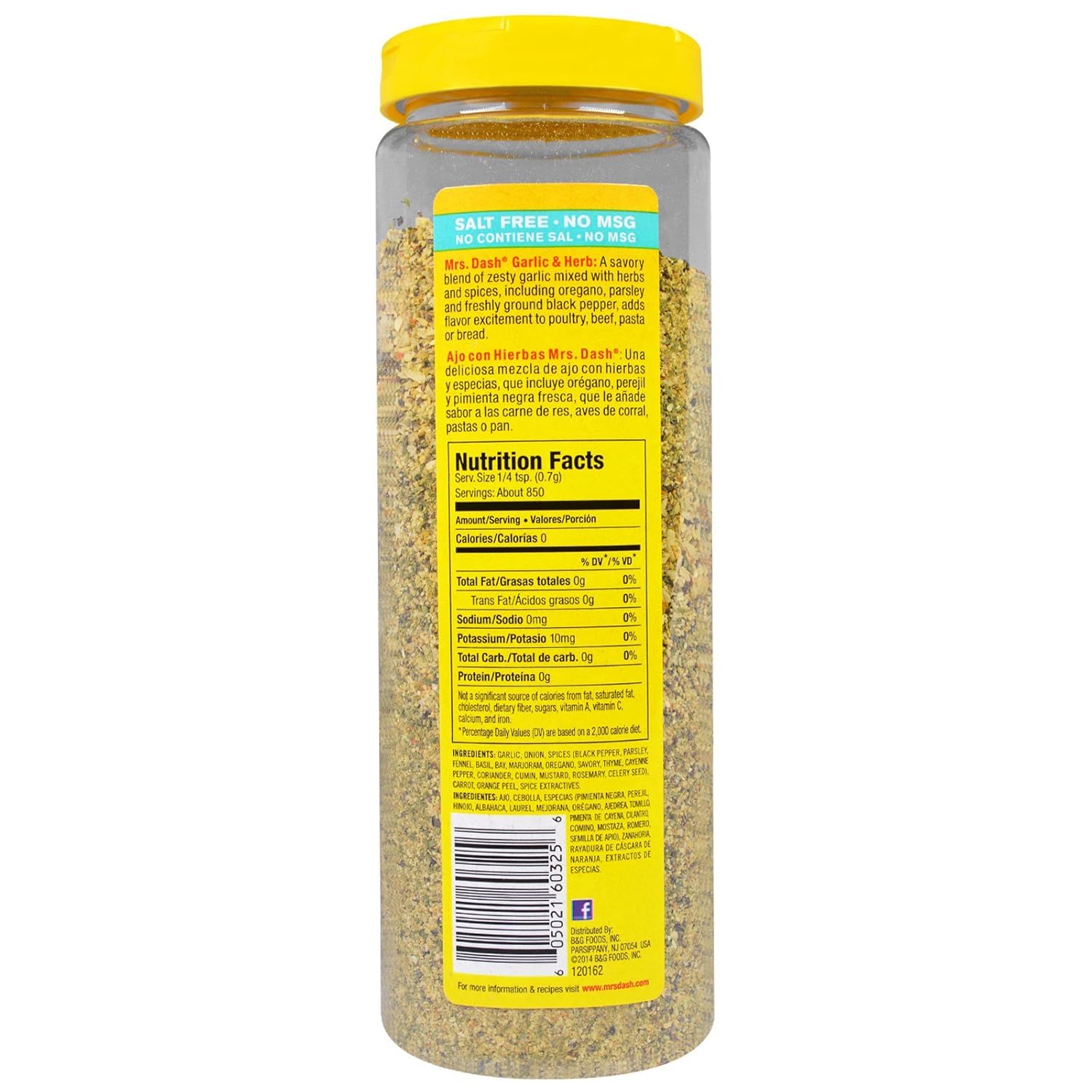 Buy Mrs Dash Saltless Seasoning Blend Garlic and Herb No Salt 21 Ounce