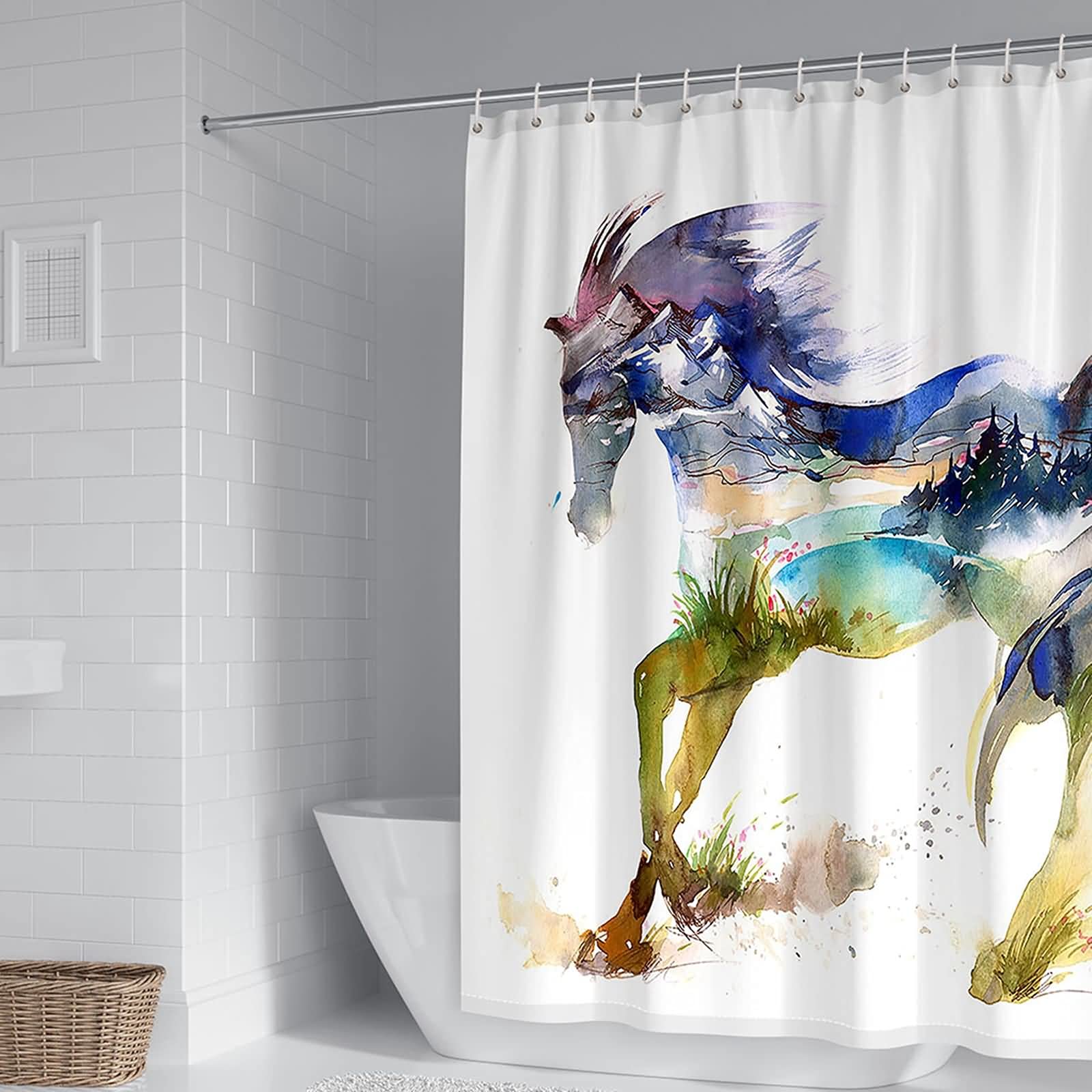 Rideau de douche anti moisissure 150x180 en polyester KnSam cheval