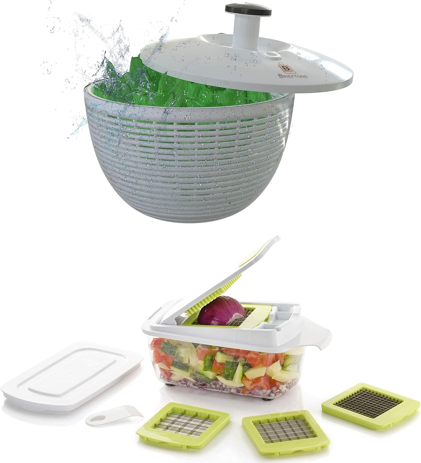 Brieftons Salad Spinner (6.2Quart) & Brieftons QuickPush