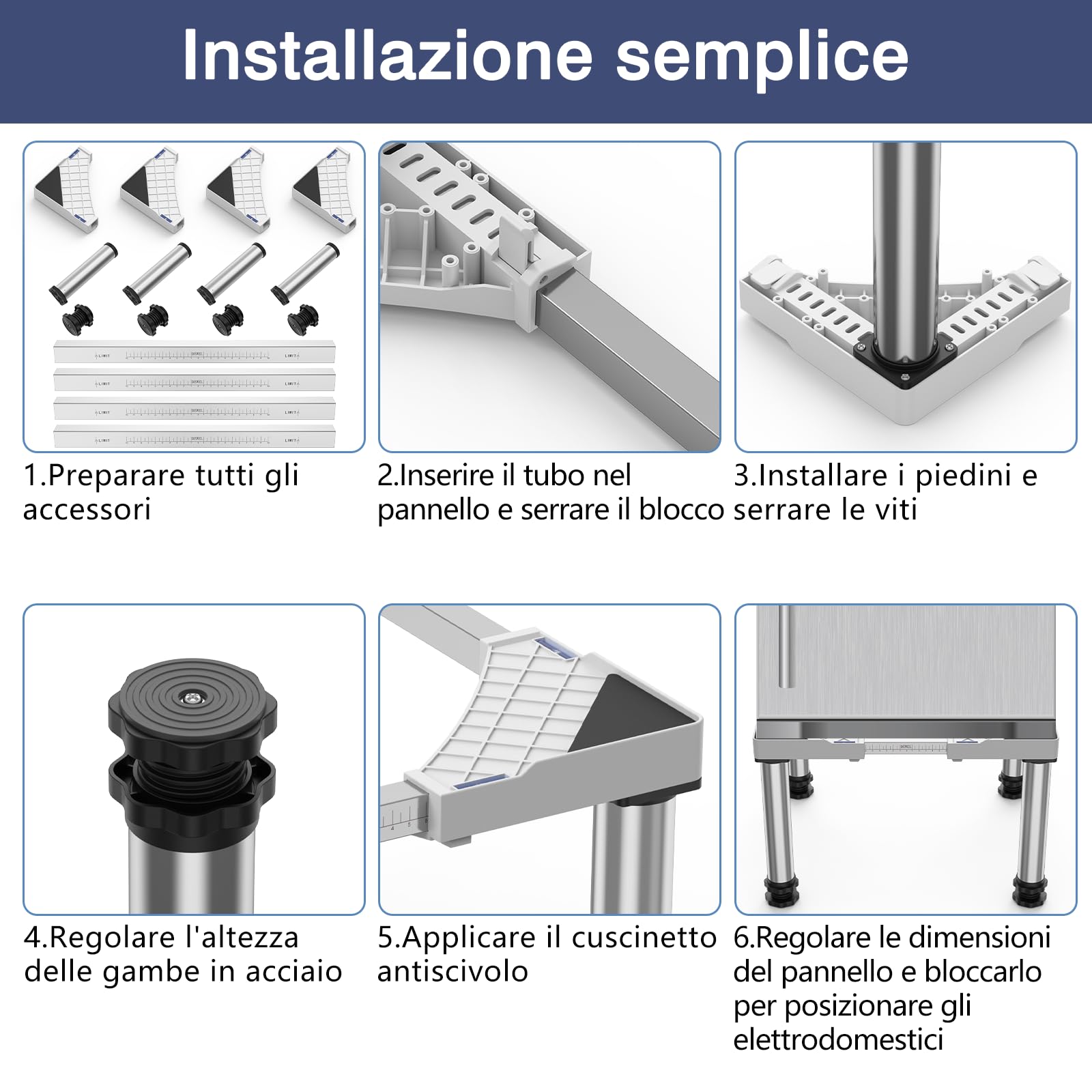 DEWEL Mini Base Per Frigorifero Rialzata, Altezza 33-36 CM, Base Per Lavastoviglie 45-67 CM Con 4 Piedini Robusti, Carico 200 KG Per Asciugatrice Armadio Frigorifero (Bianco)