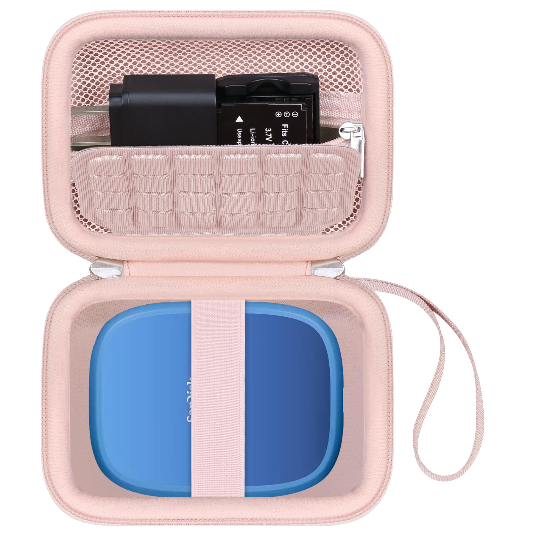 Canboc Carrying Case for SanDisk Creator Phone SSD 1TB 2TB External Solid State Drive, Zipper Mesh Pocket fit Cable, Pink (Case Only)-picture-11