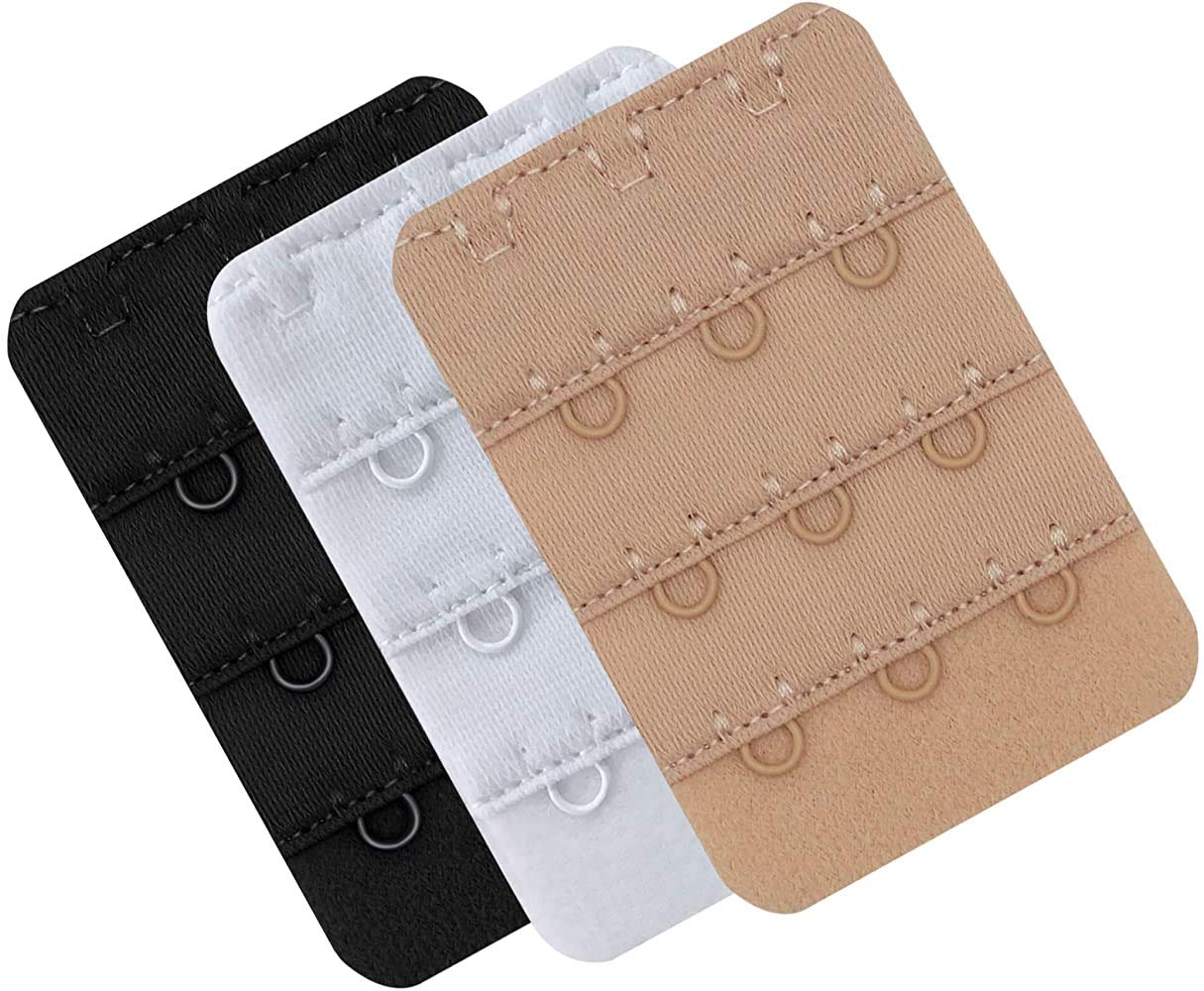 plumbury Women's Bra Extender 3-Hook,Black,White, Beige (Pack of 3)-picture-51