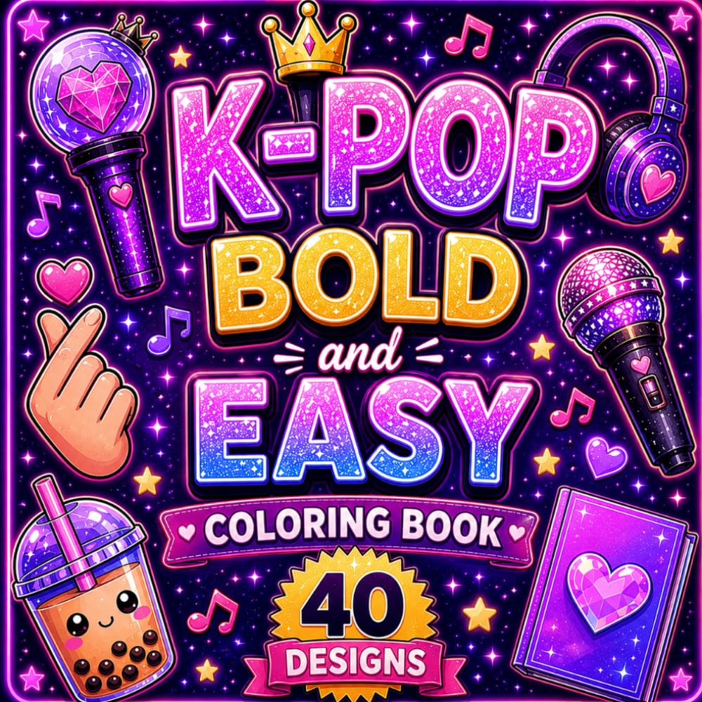 K-POP BOLD AND EASY COLORING BOOK: Cute and Simple Designs for K-Pop Fans, Relaxation and Stress Relief
