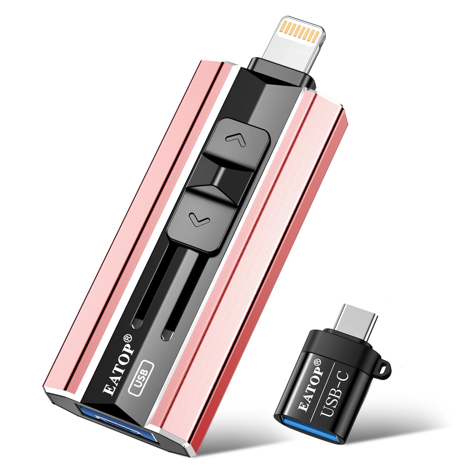 EATOP 256GB Flash Drive Intended for iPhone iPad, USB Photo Stick for Photo & Video Backup, External Phone Memory Storage, No App Required, Compatible with iOS, Android & PC, Rose Pink-image-32
