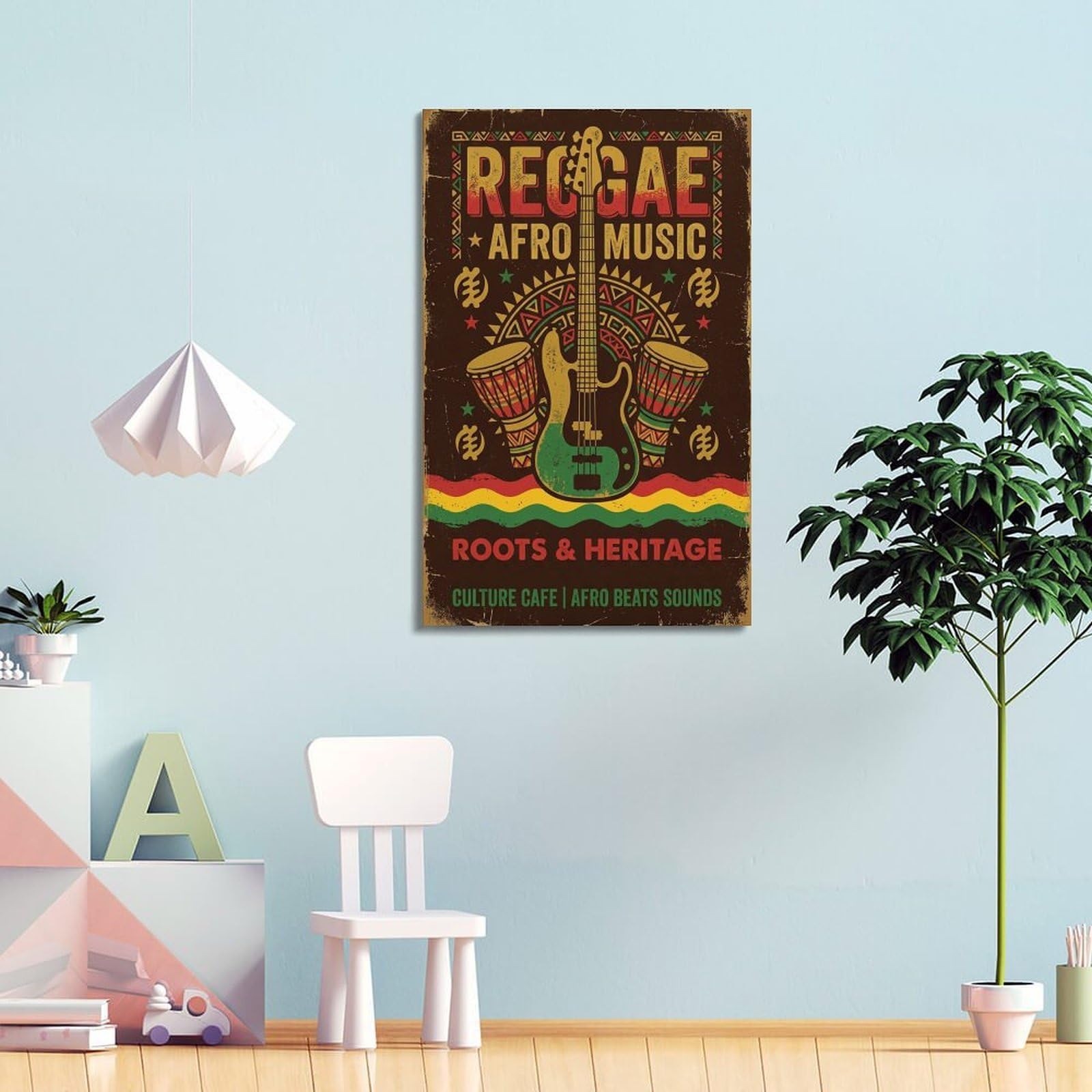 OKNGB Poster con musica afro reggae africanDrum Bass Beats, poster decorativo da parete su tela, stampa artistica moderna per camera da letto, poster decorativo per camera da letto (50 x 75 cm)