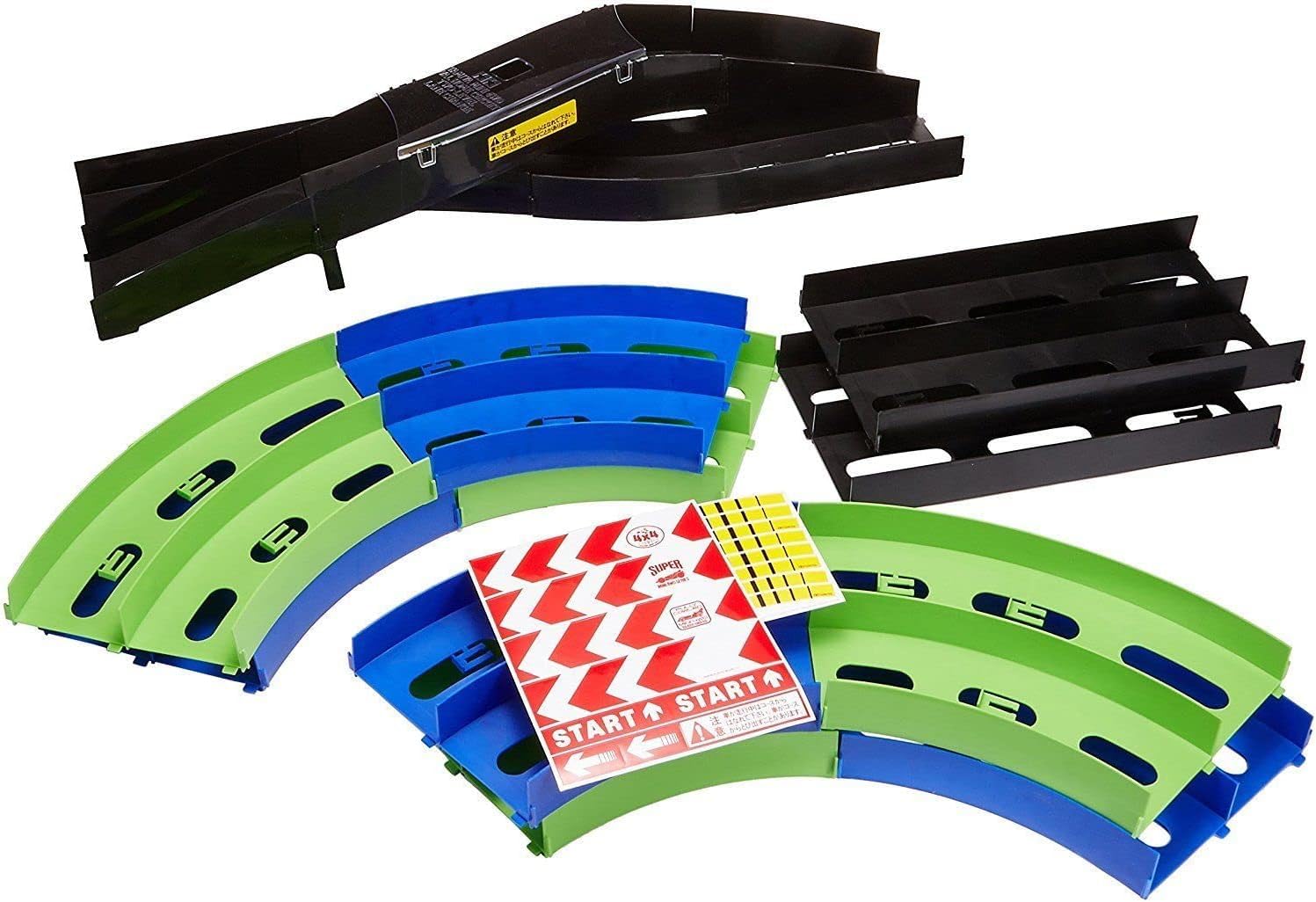 Pista Compatibile con Tamiya 69569, 2 CORSIE con Ponte x Mini 4WD 1/32, Multicolore
