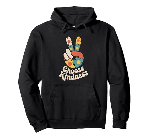 Choose Kindness Peace Sign Hippie Flower Daisy Groovy Retro Pullover