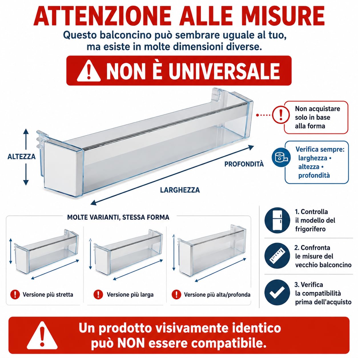 eRicambi® Estantería para balcón con estante inferior para frigorífico, compatible con Bosch, dimensiones: 436 x 113 x 100 mm (mm) para modelos: KIL22 KIN86 KIR21 KIV67