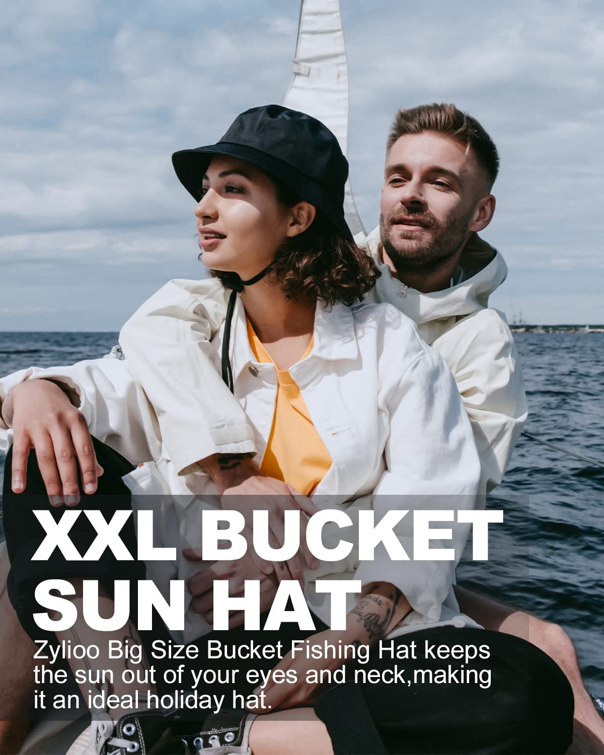 Feng Shui， Sombreros para el Sol L/XL/XX-Large,Sombreros de Pesca Reversibles Grandes,Sombrero de Pescador con protección UV de Doble Cara para Golf, Senderismo al Aire Libre