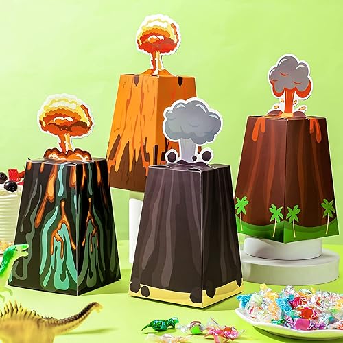 24 cajas de recuerdo de fiesta de volcán, decoraciones de fiesta de dinosaurio, cajas de regalo de papel de lava, cajas de regalo de fiesta de