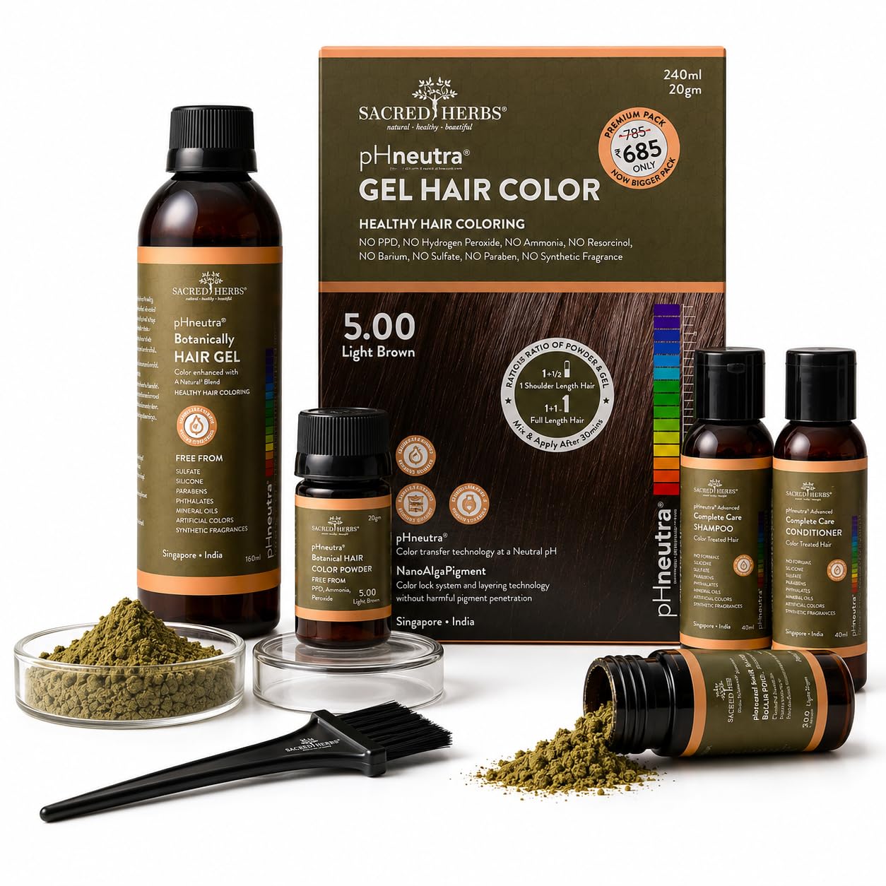 SACRED HERBS Ammonia & PPD Free Organic Gel Hair Color | pH Neutral | Long Lasting Colour with 100% Grey Coverage | Conditioning & Damage Free Natural Hair Coloring for Men & Women 240ml+20gms-image-46