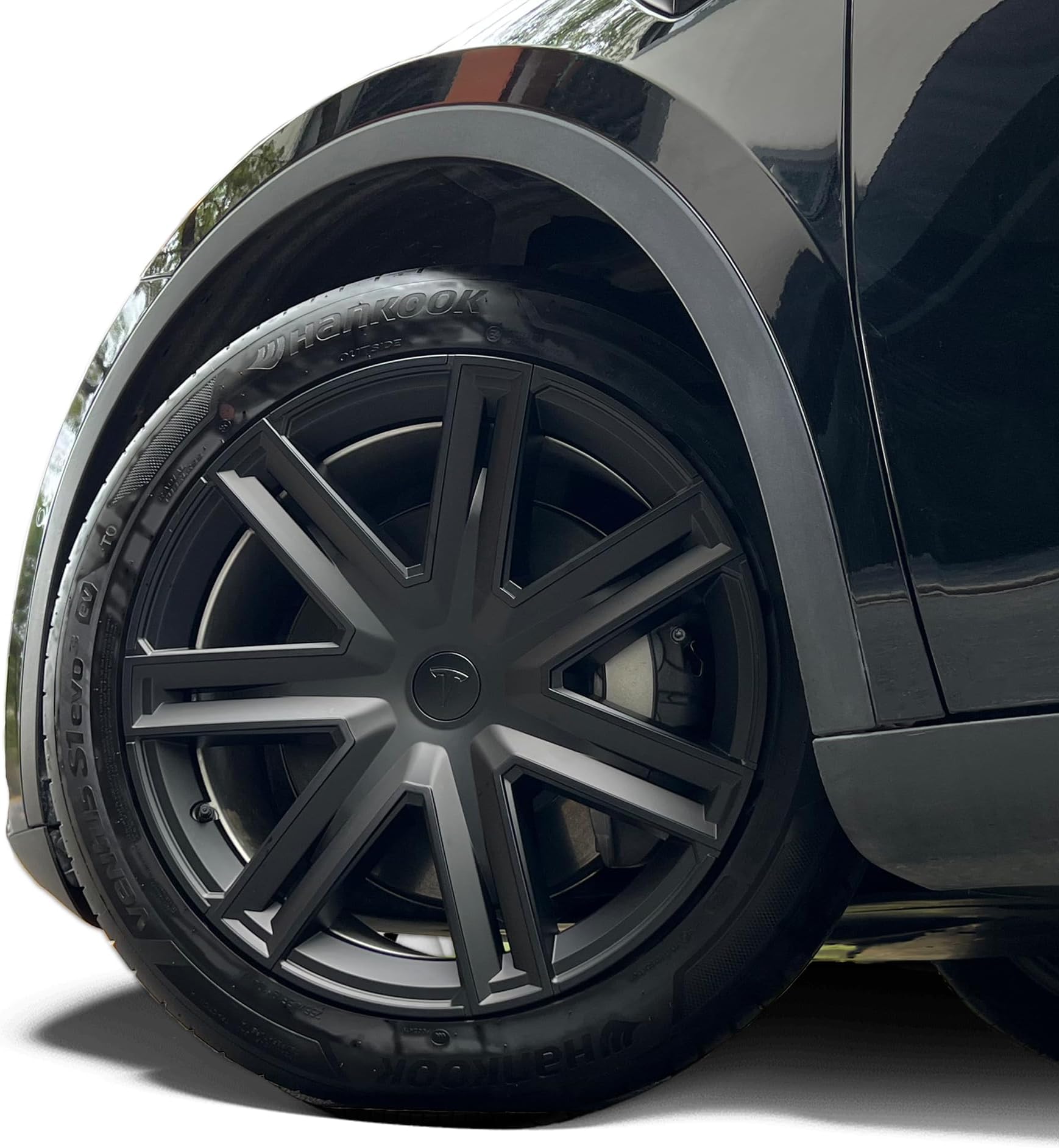 Fits Tesla 2024 Model Y Wheel Cover 19 Inch Hubcap Replacements for Model Y Matte Black Hub Caps for Tesla Y Gemini Wheel Covers for 2019-2024 Model Y Rim Protectors 4PCS Wheel Caps (Black Thunder)