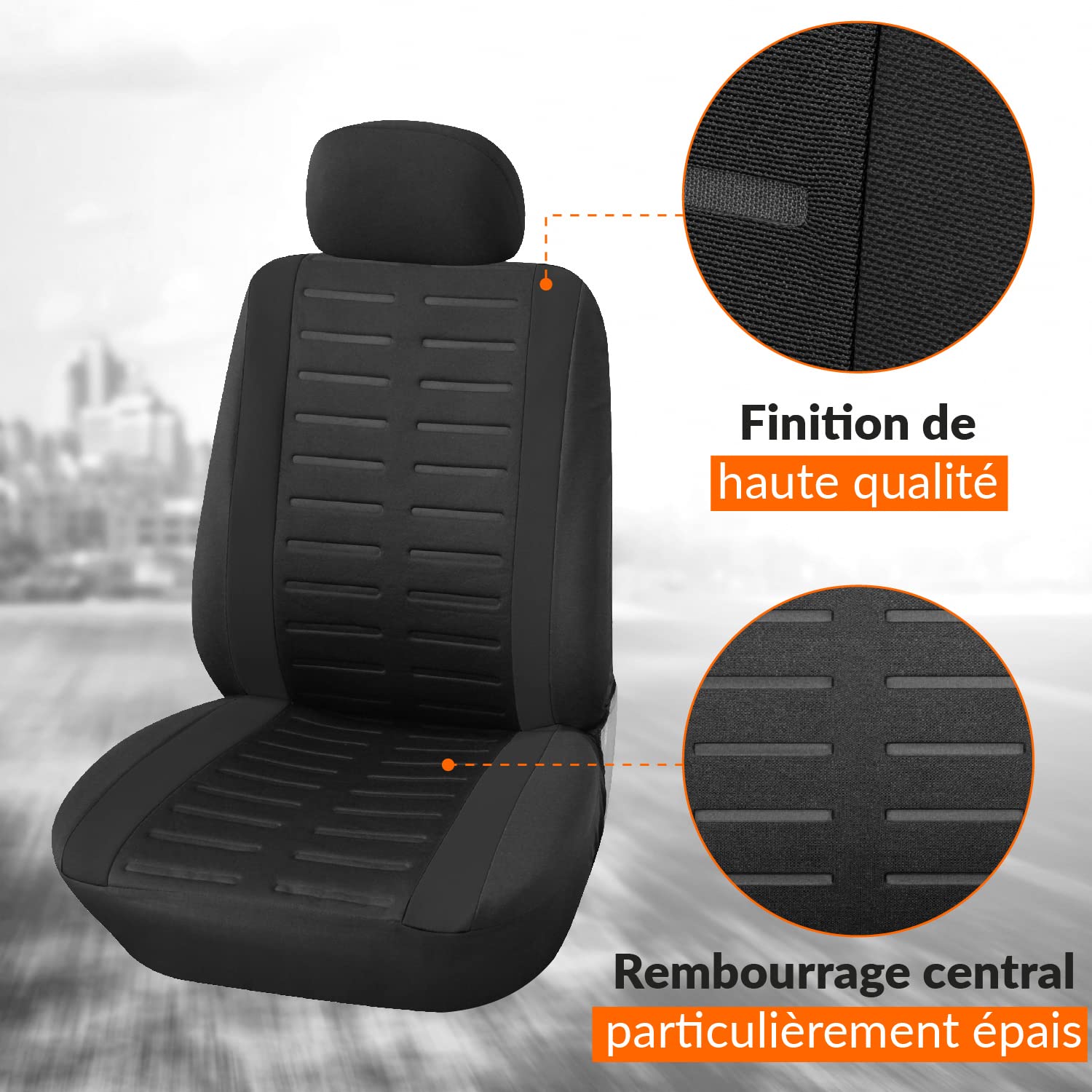 upgrade4cars Housses de Siège de Camion Avant Universelle Noir | Pour la plupart des utilitaires & vans | respirant & pratique