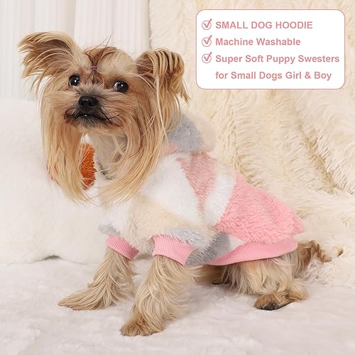 Miniatura 2 de Sudadera de forro polar con capucha para perro, suéteres para perros pequeños, suéter de invierno lindo y cálido para cachorros, ropa para mascotas