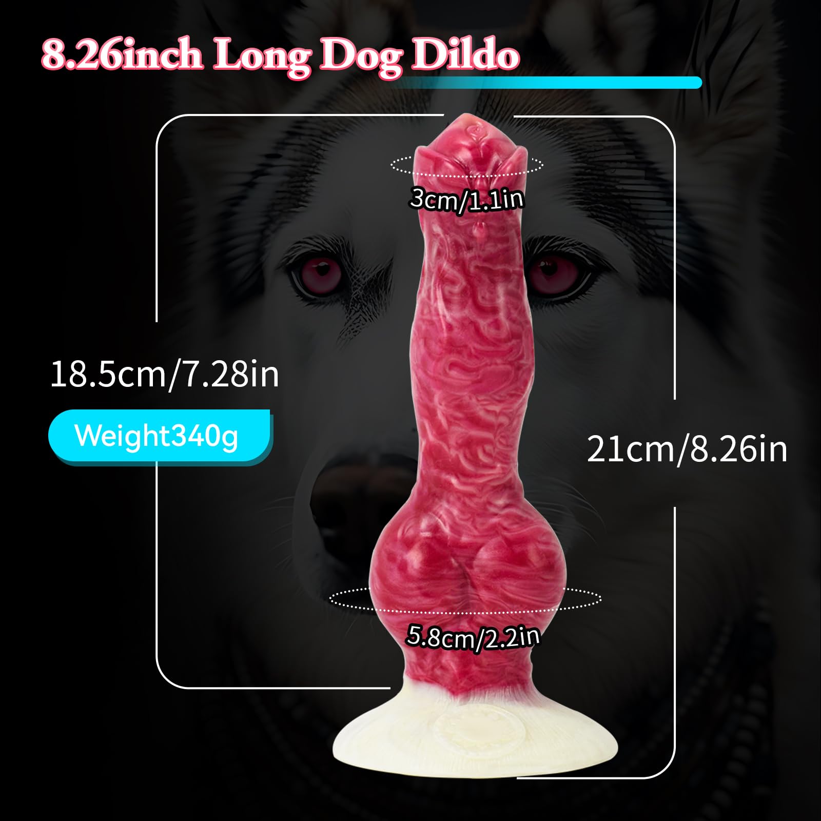 Realistic Dog Dildo with Knot, 8.26 inches Anal Plug Pink Silicone Adult Toy Lifelike Animal Dildos for Beginners Women and Men Gay Lesbian
