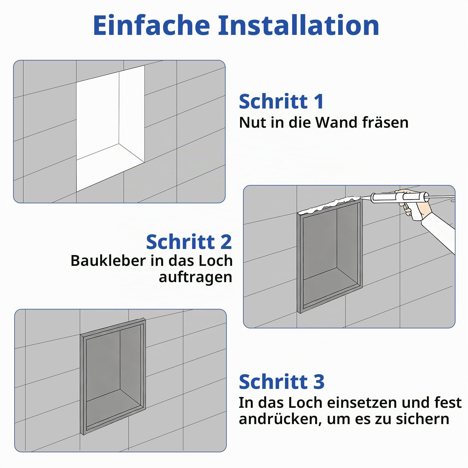3-in-1 Unterputz Toilettenpapierhalter | Edelstahl Nische mit Taschentuchhalter, Abfalleimer und WC-Bürstenschrank für Badezimmern und Toiletten