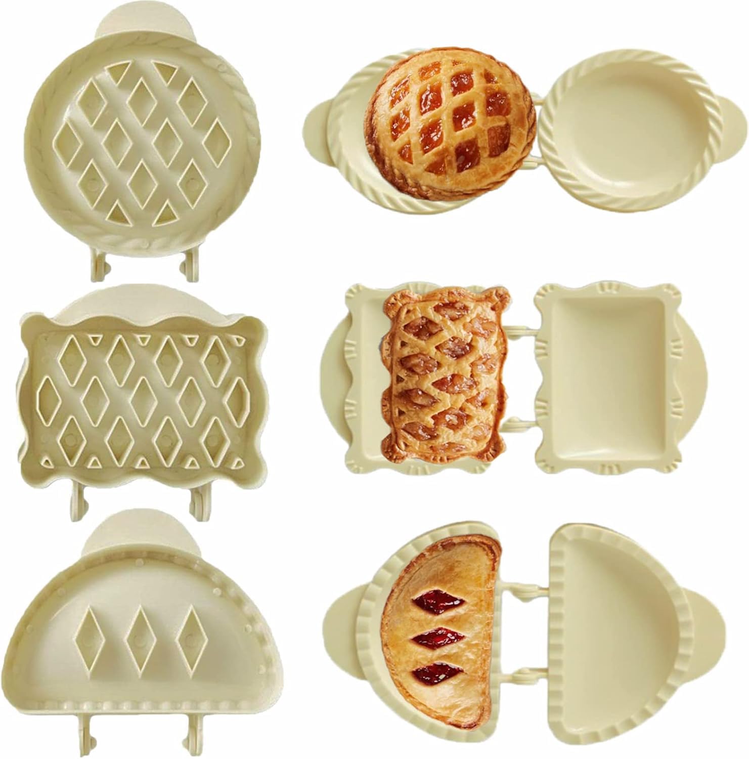 3PCS Dough Presser Pocket Pie Molds, Party Potluck Hand Pie Molds, Apple, Pumpkin And Acorn Shapes (classic model)