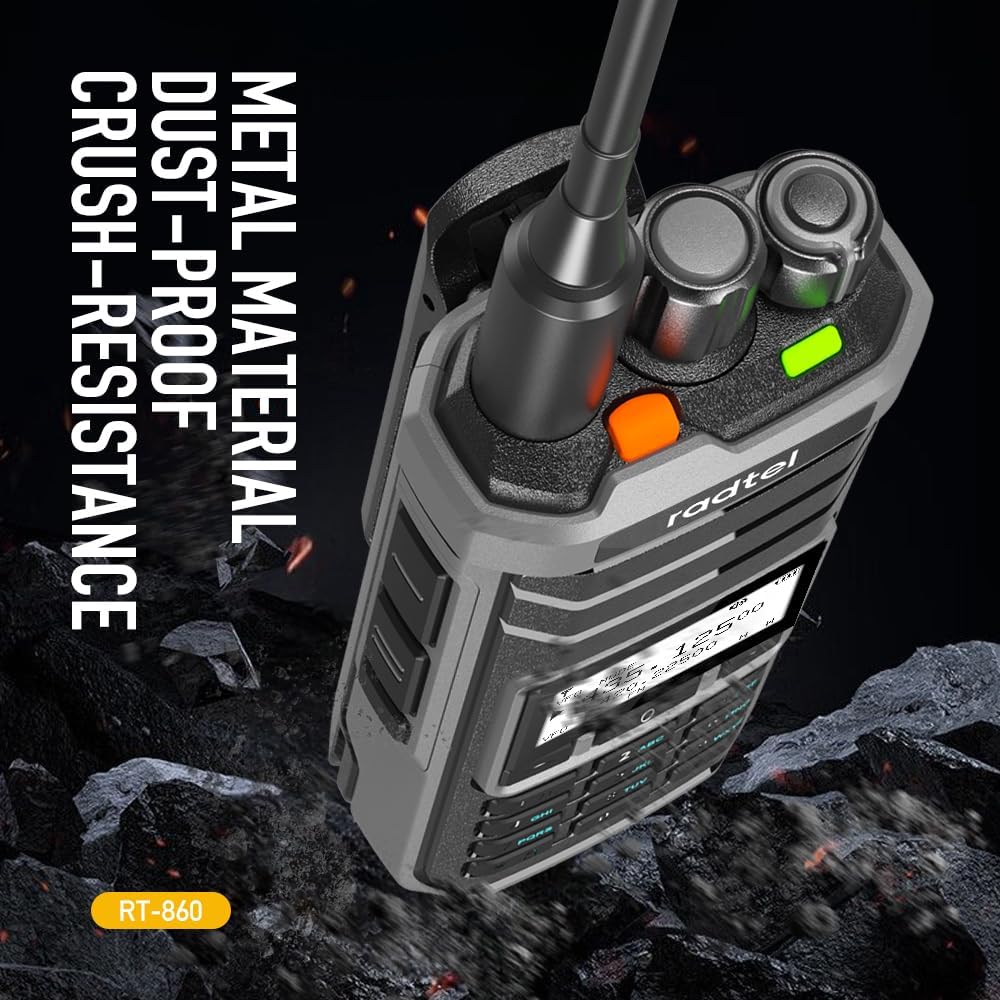 Radtel RT-860 Radio Ham Multibanda HF UHF VHF Dual Band con Ricezione AM USB LSB CW CB LW MW SW SSB, 1024 Canali, Batteria 2000mAh, Ricarica Type-C (Con Antenne SW/MW)