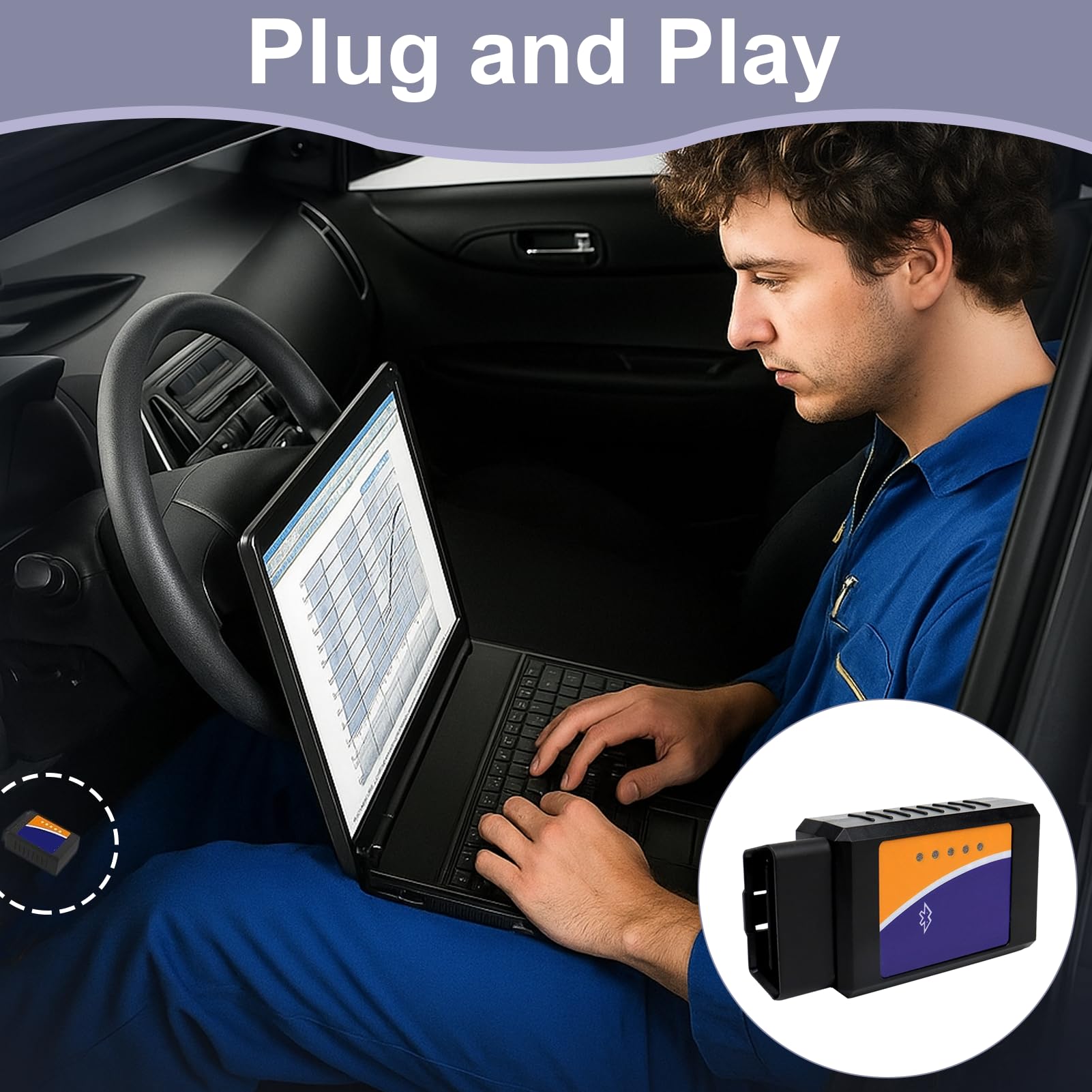 Scanner, Bluetooth Diagnosis Coche,Diagnosis Coche Multimarca,Escaner para Coches,para Todos los vehículos de protocolo,Detector Fallos Cóche,Scaners para Cóches