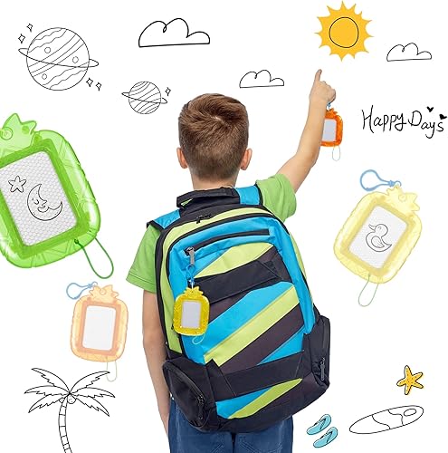 Miniatura 4 de Outus 24 piezas de mini tableros magnéticos para dibujar, tablero doodle para niños, clip para llavero de mochila, tablero de dibujo borrable, bloc