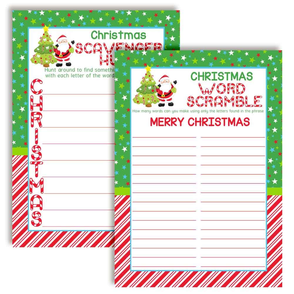 Amazon.com: Christmas Word Scramble Scavenger Hunt Christmas Holiday Fill  In Game Cards, Ten 5 X 7 Fill In The Blank Cards By Amandacreation : Home  & Kitchen