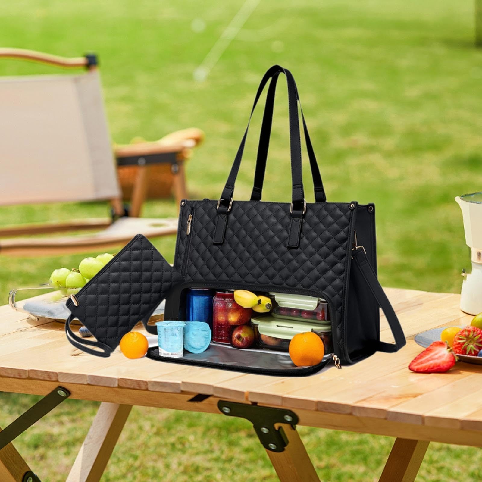 YWJLQHBolsa Termica Porta Alimentos,Bolsa Comida Trabajo Loncheras de Trabajo, Spallacci Regolabili Lancheira de Termica Bolsa Isotermica Porta Alimentos, Lunch Bag Oficina Viaje Picnic, Negro