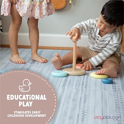 Miniatura 4 de Play Platoon Alfombrillas de juego no tóxicas grandes para niños, 9 azulejos de 72 x 72 pulgadas, azulejos de espuma extragruesos, rompecabezas de