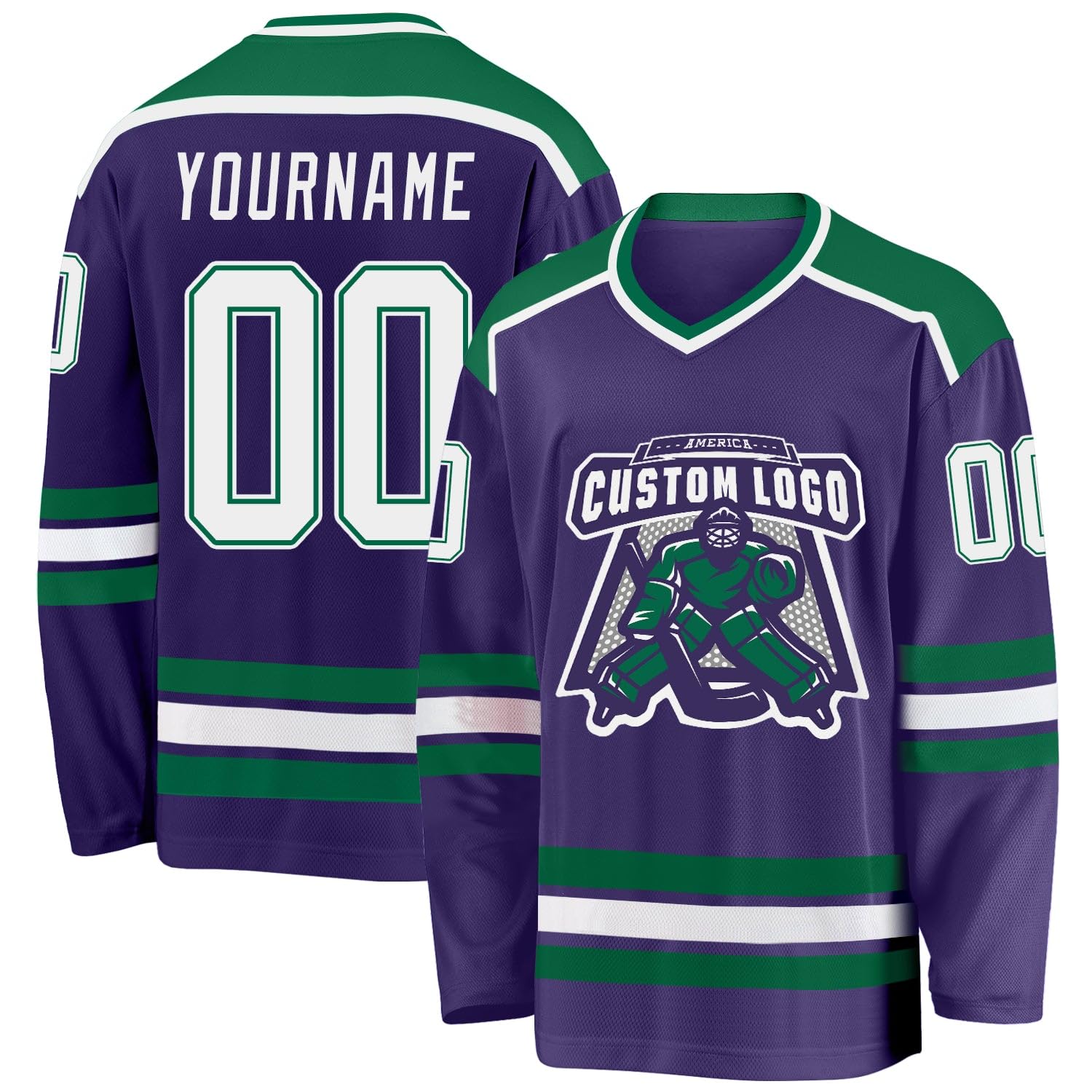Custom Name Number White Black-Orange Hockey Jersey, Personalized Team V-Neck Sports Hockey Jersey for Men Women Youth