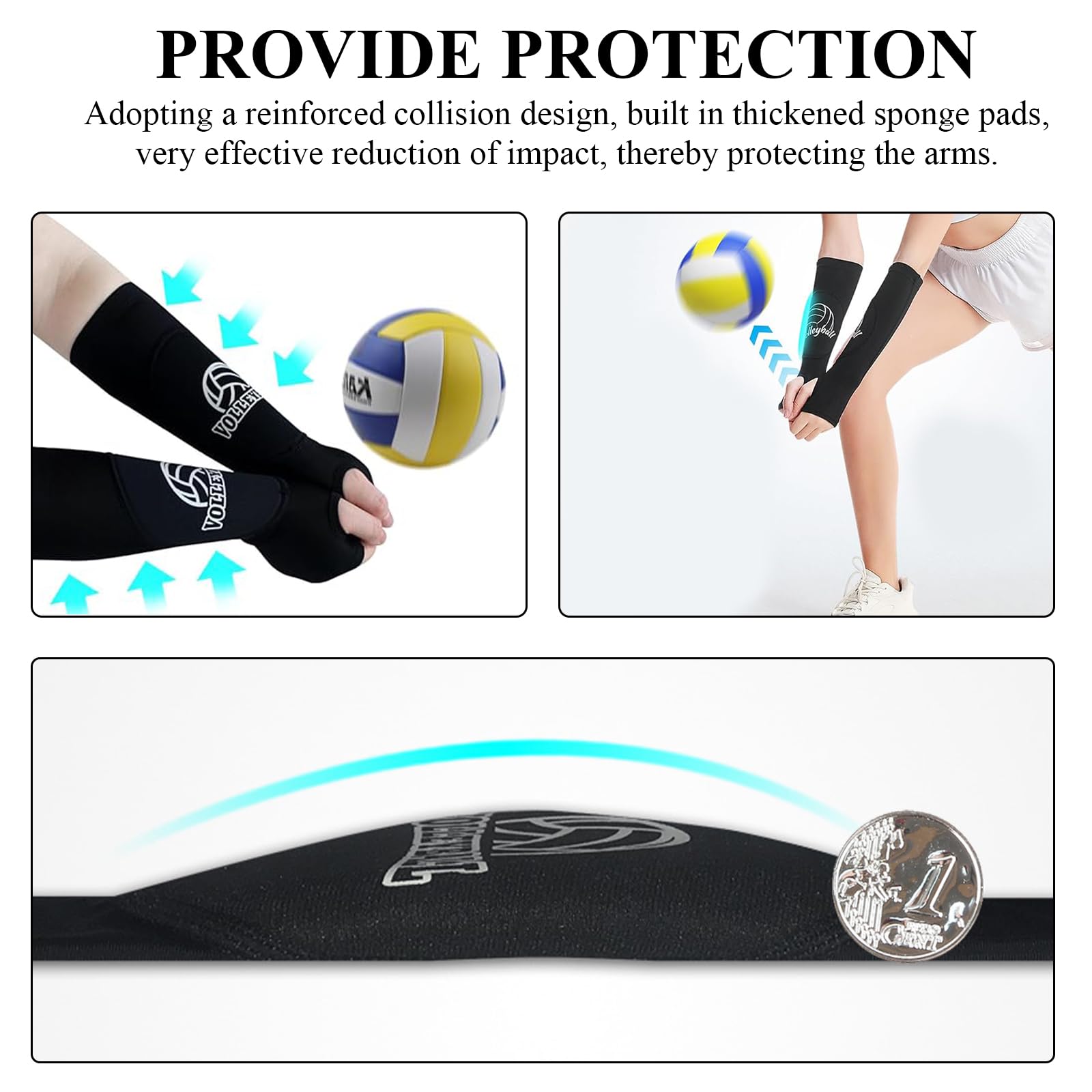 1 Par Manguitos Voleibol Niña Manguitos Voleibol Mujer Mangas Voleibol PUños con Almohadillas Protectoras y Orificios para Pulgares para Golf Ciclismo y Baloncesto