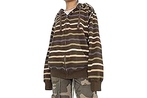 Women's Y2K Striped Zip Up Drawstring Jacket