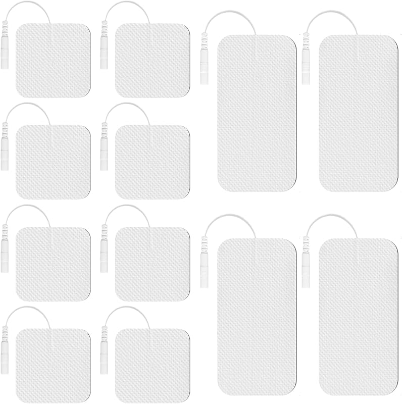 TENS Unit Electrode Pads, Various Sized Lead Wired Replacement Electrodes | Compatible with TENS 7000/AUVON/Etekcity, Durable Self-Adhesive , Latex-Free, for Lower Back and Multiple Pain Relief