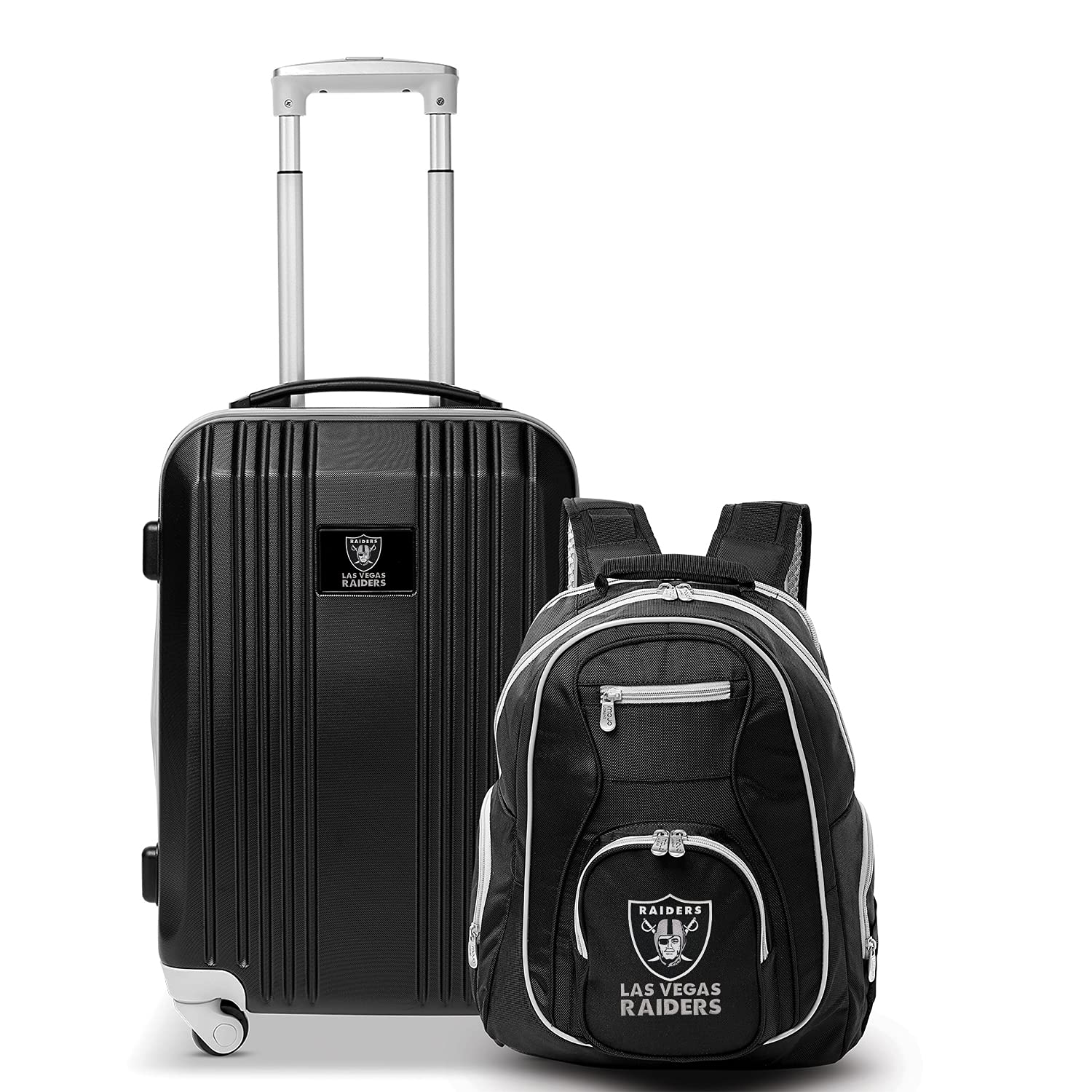 Denco Las Vegas Raiders 2-Piece Luggage Set, Includes 21-inch Two-Tone Hardcase Spinner and 19