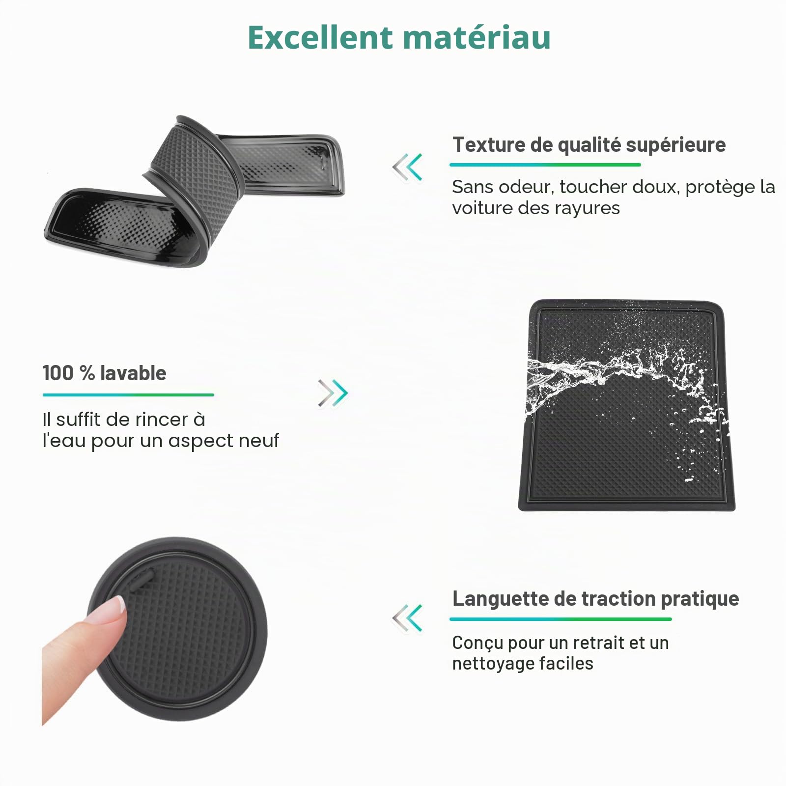 GAFAT Compatible avec Hyundai Kona SX2 Hybird (Essence-Électronique) 2024 2025 2026 Tapis Antidérapants, Kona 2025 Tapis en Caoutchouc, Console Centrale, Couture de Porte, Kona SX2 Accessoires (Noir)