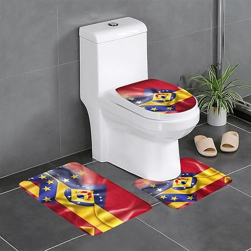 PIXOLE Flag of Venezuela Print 3 Piece Bathroom Rug Set,Super Soft,Water Absorbent and Non Slip Bath Mats