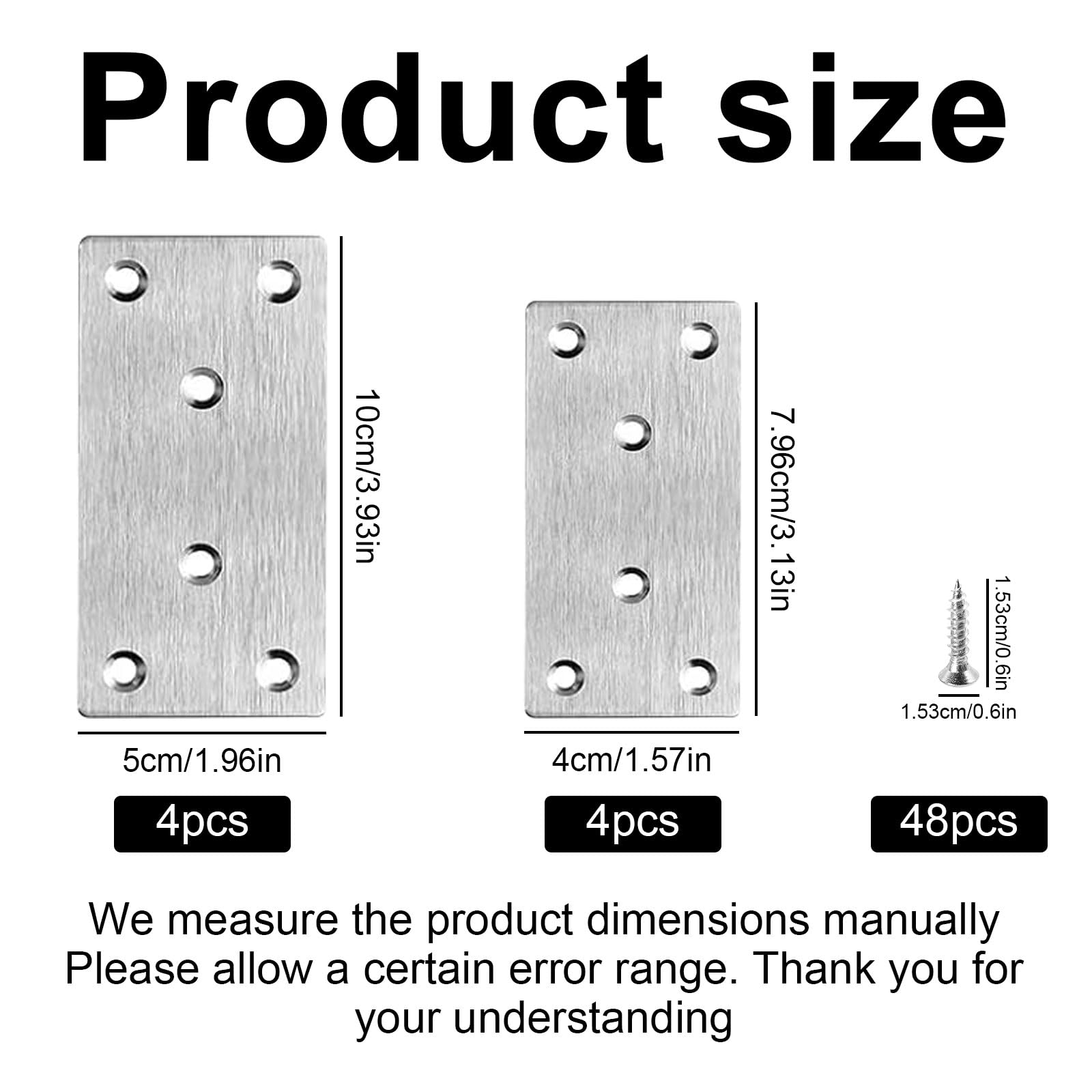 8 Pcs Sleeper Brackets Flat Stainless Steel, Metal Brackets for Wood Metal Plates - Image 3