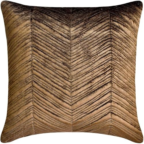 Miniatura 47 de The HomeCentric Funda de cojín, funda de cojín decorativa marrón de 20 x 20 pulgadas, fundas de almohada de piel sintética con textura y almohadas