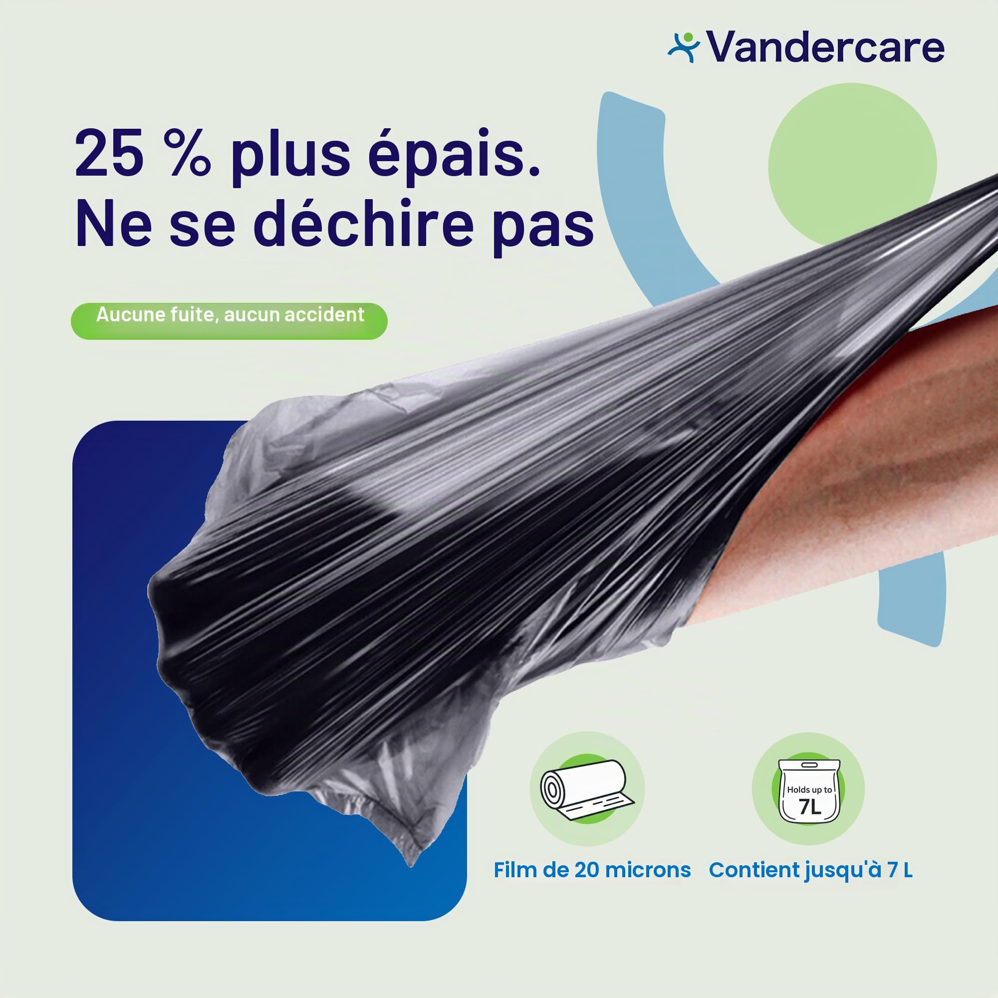 Lot de 100 sacs à couches pour adultes | Hygiéniques jetables 25 % plus épais | Poignées faciles à nouer | Sac extra résistant