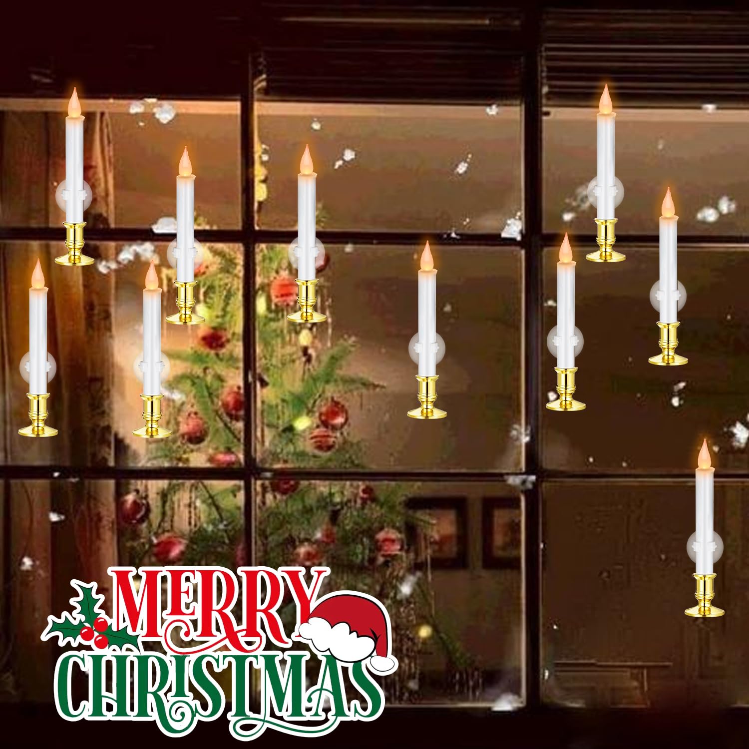 4 Pack Battery Operated Window Candle Lights - Automatic Timer Flameless LED Candles