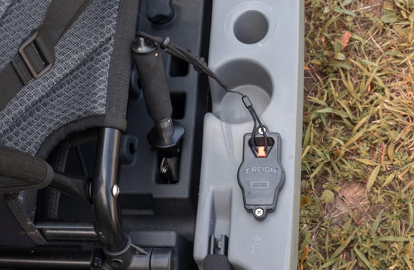 YakAttack Surface Mount Retractor | 36" Kevlar Cord with Removable 4" Tether | Secure Small Tools & Accessories on Rotomolded Kayaks | Made in USA