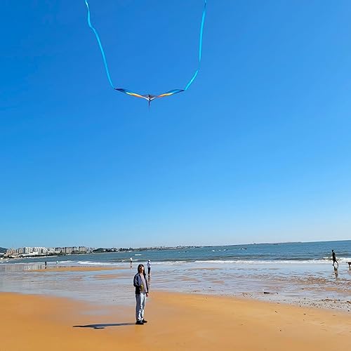 Miniatura 5 de Cometa grande Rainbow Delta, extremadamente fácil de volar para niños de 4 a 8 años y 8 a 12 años, adultos y principiantes, cometa de playa de una