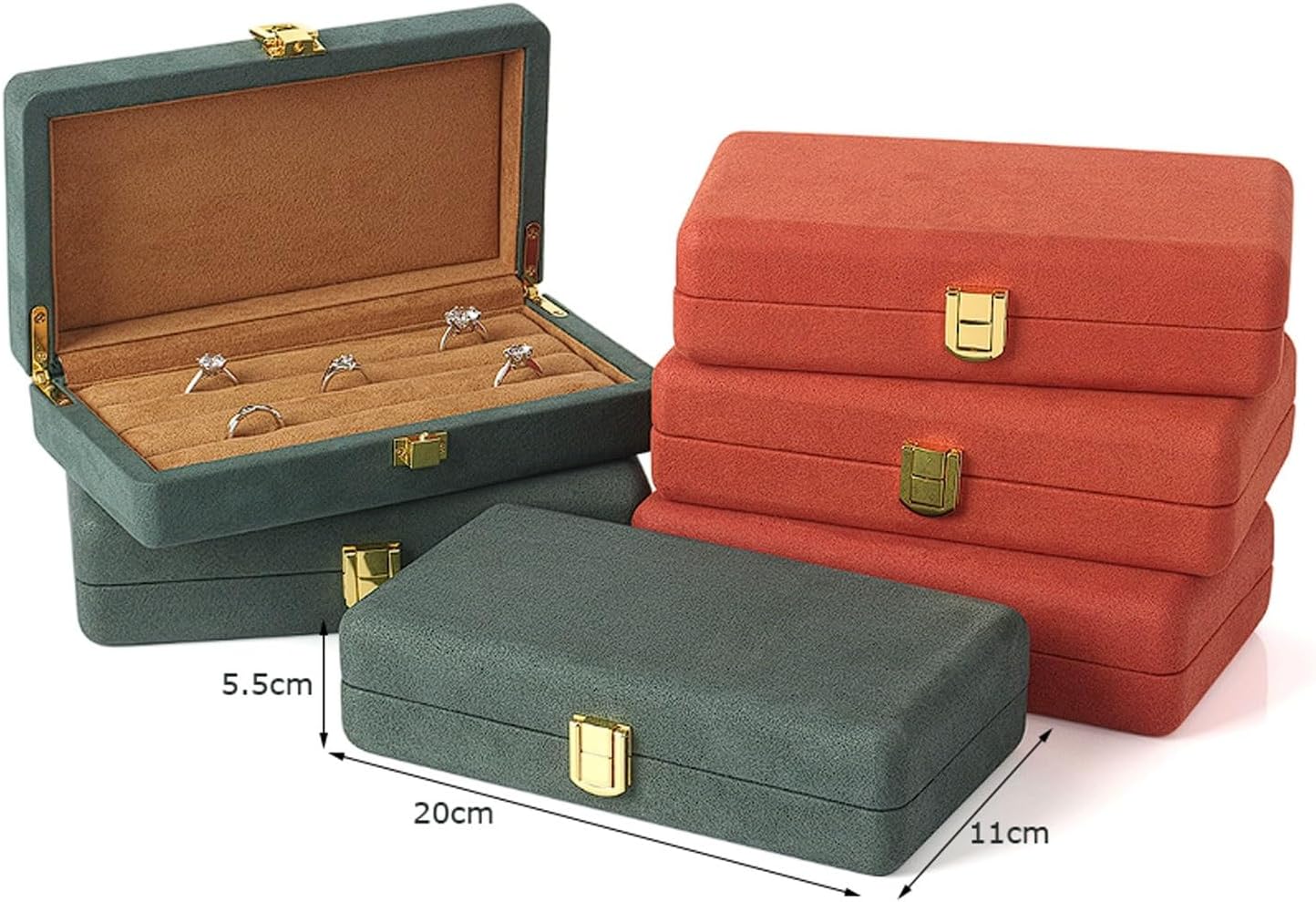 Microfiber Jewelry Storage Box, Ring Pendant Bangle Set Display Organizer for Bracelets Necklaces Earrings(Orange,11 * 20 * 5.5cm)
