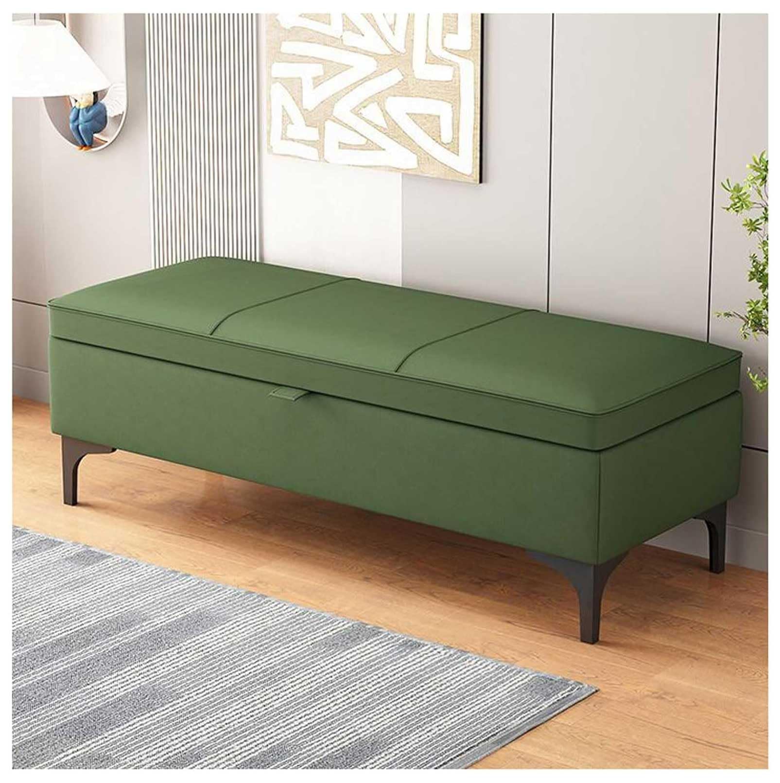 MSHGSKU Storage Bench Bed End Ottoman Pouf 500 LB Capacity Footrest for Bedroom Shoe Green 39x15x15in Ideal for Bedroom Entryway & Retail Spaces