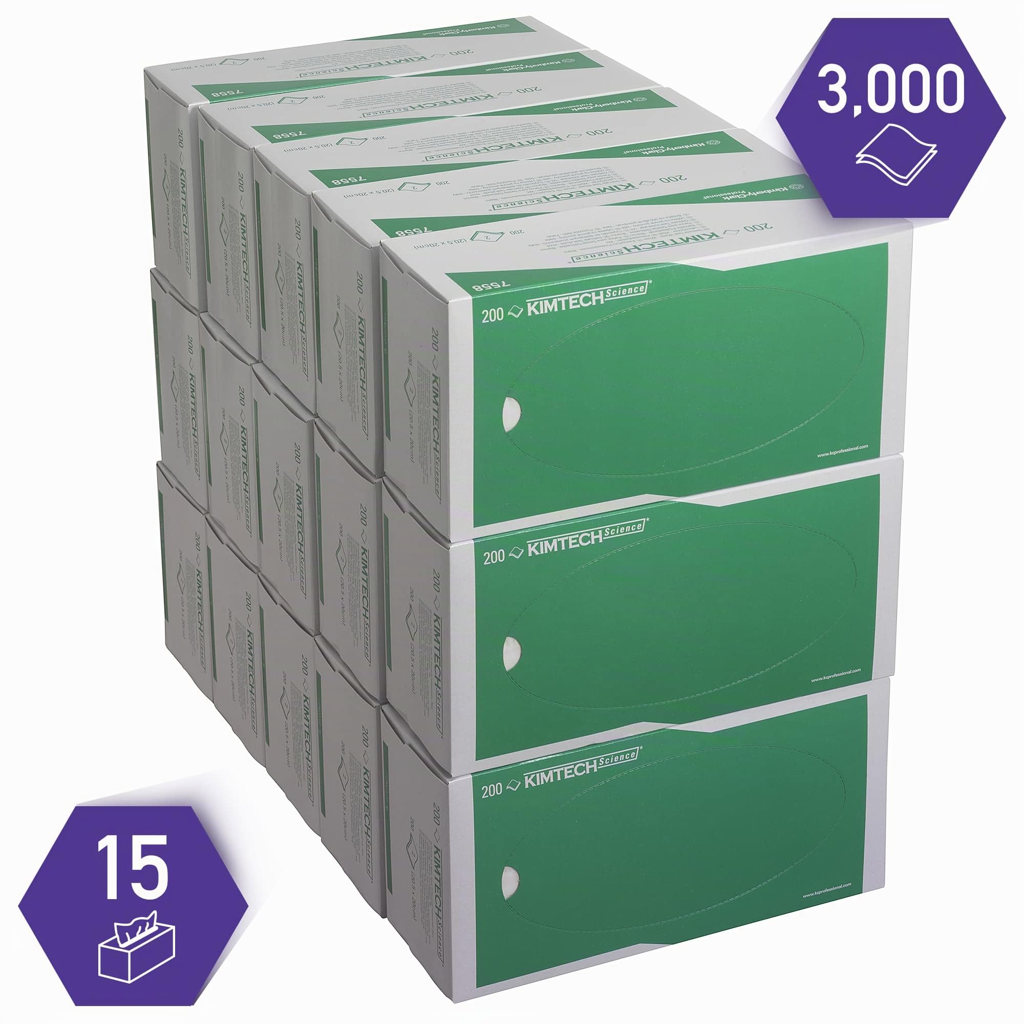 Kimtech PANNI PER LA PULIZIA DI PRECISIONE SCIENCE 15 cartons x 200 white 2 ply sheets = 3000 sheets