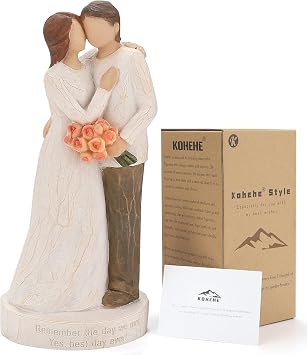 Kohehe Couple Gifts,Wedding Gift for Husband and Wife,Wedding Engagement Gift for Couple,6.7" Couple Figurines Gift for Birthday Valentines Day Christmas