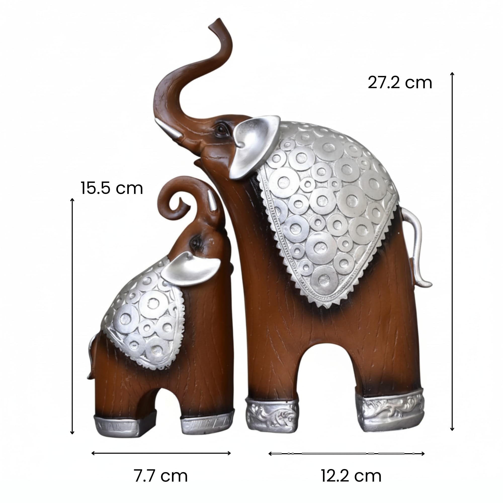 Thai Elephant Figurines - Home Decor Resin Sculptures -4
