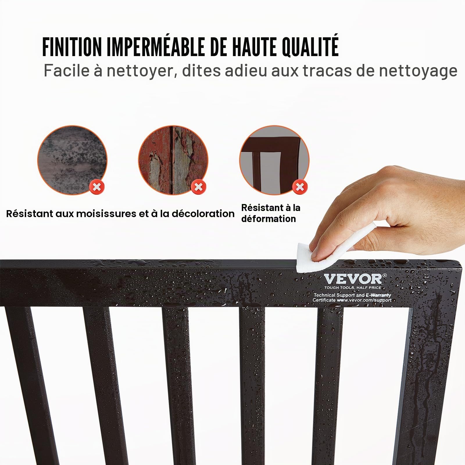 VEVOR Barrière de Sécurité pour Chiens 153x61 cm, Barrière d'Escalier Autoportant et Pliable, 3 Panneaux, Clôtures pour Animaux de Compagnie, pour Passages Larges et Étroits, Intérieur, Marron