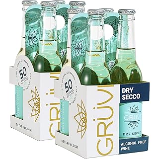 Gruvi Non-Alcoholic Dry Secco, 50 Calories, 8-Pack, 0% ABV, Non Alcoholic Sparkling Wine, Zero Alcohol Wine, NA Wine